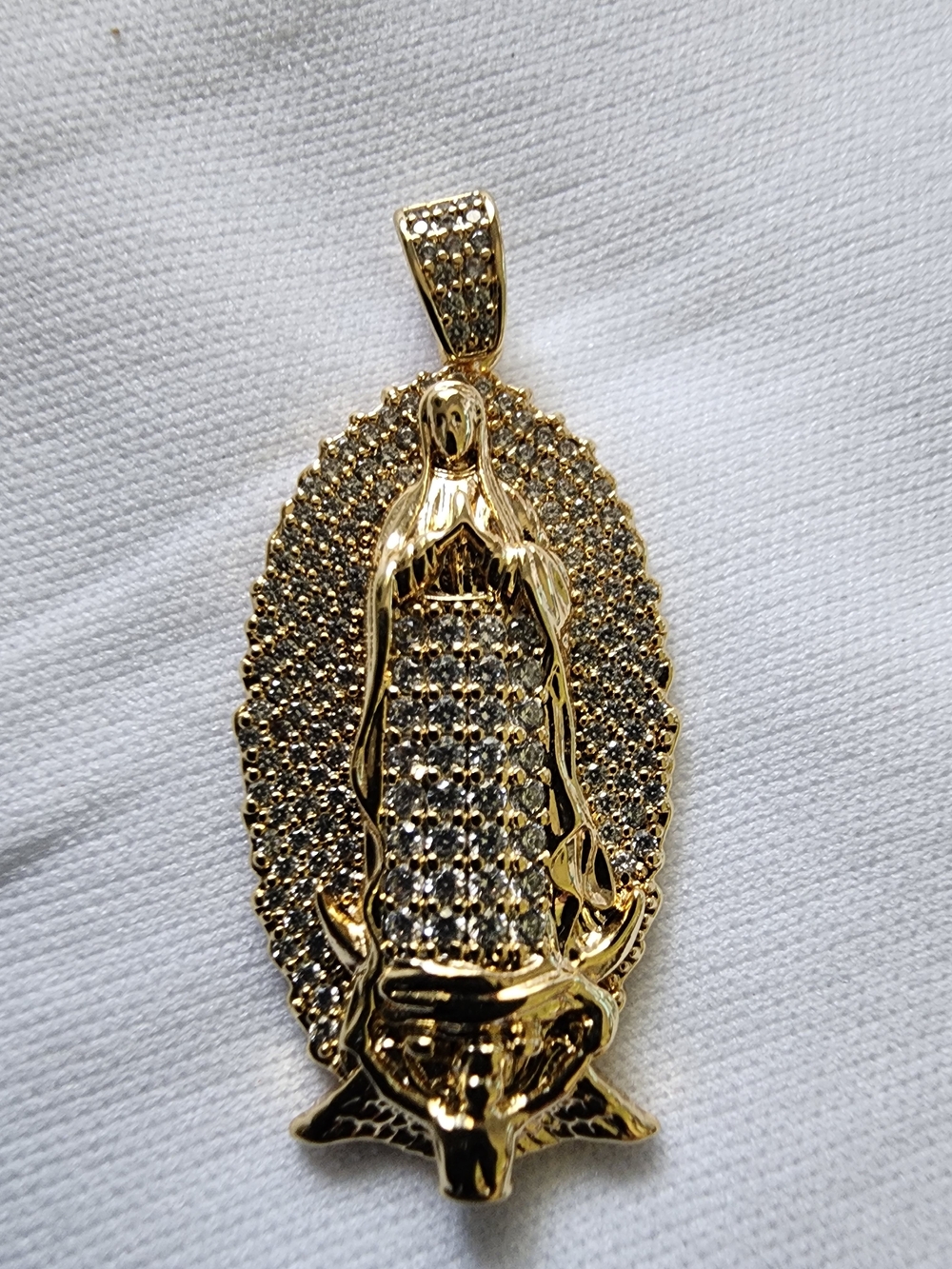 Gold-Tone Pave Virgin Mary Pendant - Women's  Custom Jewelry